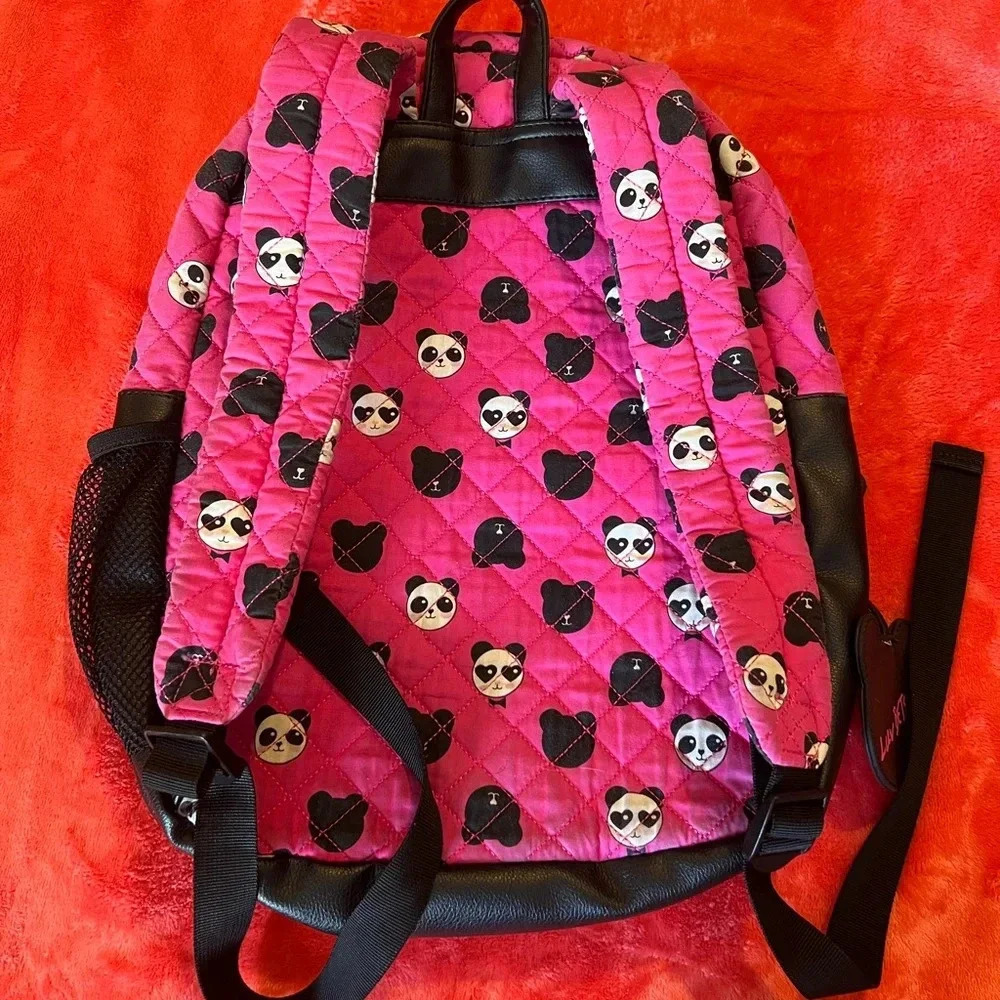 🐼🐼 Betsey Johnson pink & black panda backpack in great, clean condition 🐼🐼 - Picture 11 of 13